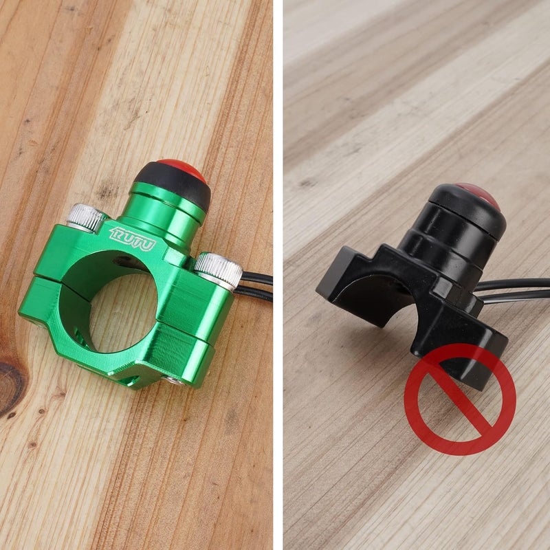 RUTU CNC Universal Motorcycle Engine Stop Start Kill Switch Button with Mounting Backplate for KLX450 KLX250 KLX110 CR125 CRF250 CRF450 XR250 ATV,Dirt Pit Bike,Scooter,Quad - Green - Image 3